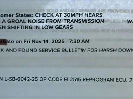 Transmission growling noise with light throttle tap partially fixed with L-SB-0042-25