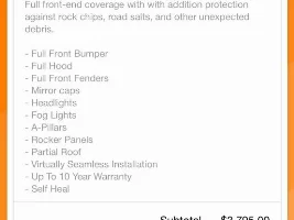 PPF pricing reference for partial front in Austin, Tx